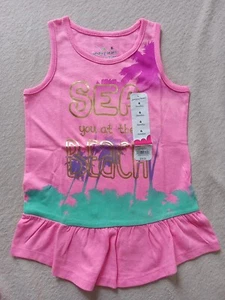 Jumping Beans Girls Tunic T-shirt Barbie Pink Sea You At The Beach Size 7 Cotton - Picture 1 of 4