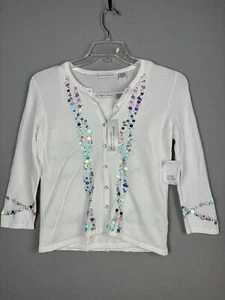 Marisa Christina Women’s Cardigan Sweater S Small White 2 Pc Sequined 3410 - Picture 1 of 19