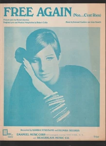 Free Again Registrato da Barbra Streisand Spartiti Pianoforte Francese e Inglese 1966 - Foto 1 di 3