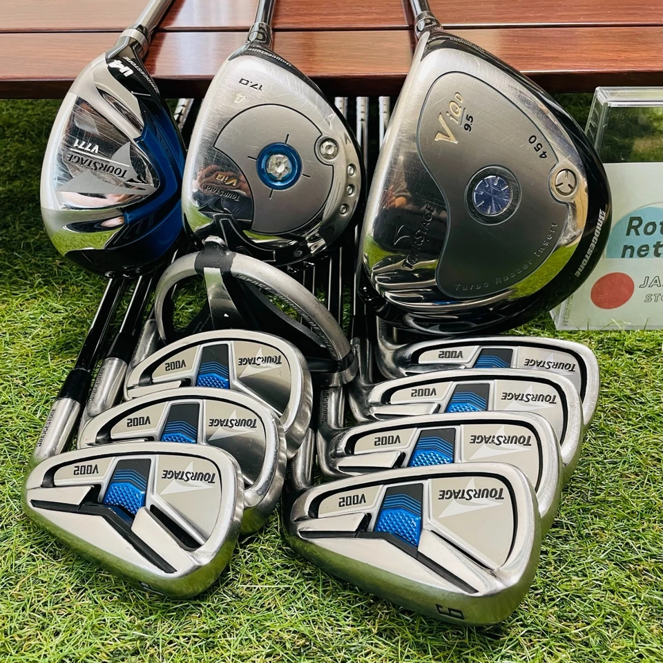 BRIDGESTONE TOURSTAGE Fullset ViQ 1w 4w V771 4hy V002 Iron 6-Pw 11pc Golf Japan - Image 1 of 4