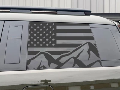 2024-2025 Hyundai Santa Fe Quarter Window Decal Sticker - USA Flag w/ Mountains - Изображение 1 из 2