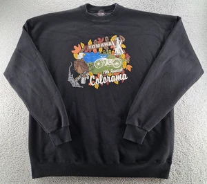 VINTAGE Tomahawk Wi Motorcycle Sweatshirt Mens 4XL Black Biker Platinum 2000 USA - Picture 1 of 14