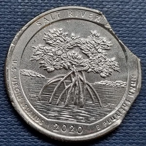 2020 P Washington Quarter ERROR - Double Clipped Planchet - Uncirculated #94544 - Picture 1 of 2