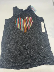 Cat & Jack Black Tank Top Shirt Heart Girls Size XL (14/16) - Picture 1 of 9