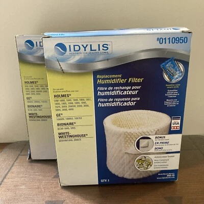 Lote de 2 filtros humidificadores de repuesto IDYLIS H65-ID #0110950 Foto 1 de 3
