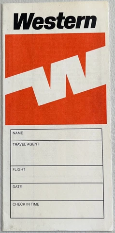 Western Airlines Ticket Jacket - Flying W Logo - with flight info form Cover