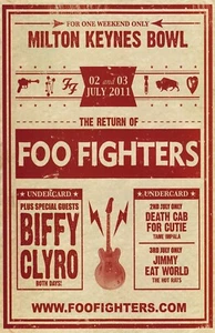 Foo Fighters 2011 Milton Keynes Bowl Academy Concert Poster 11 X 17 Framed - Picture 1 of 2