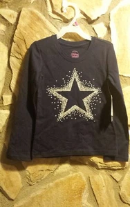 Faded Glory Girls' Embellished Long Sleeve Tee Navy/Silver Star XS,S,M,L,XL #GC4 - Picture 1 of 1