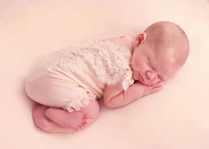 new born photo shoot bodysuit for girl with lace - Picture 1 of 2