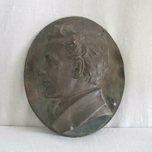 Henry Baerer Bronze Portrait Relief of a Young Man 1878 Signed Antique Sculpture - Picture 1 of 10