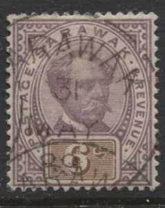 SARAWAK - 1888/97 6c PURPLE & BROWN FINE USED SG.13 (REF.A4A) - Picture 1 of 1