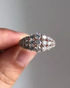 Unique Bridal Diamond Wedding Band, Round Lab Grown Eternity Wedding Band, - Picture 1 of 8
