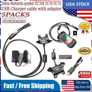 5PCS USB Charger cable with adapter for zebra Motorola symbol TC70X TC70 TC75 US - Picture 1 of 11