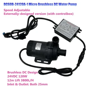Speed Adjustable 24V DC 120W Micro Brushless Water Pump DC60B-24120A 12m 3800LPH - Picture 1 of 12