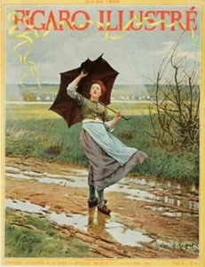 ORIGINAL VINTAGE POSTER UMBRELLA BY KNIGHT POISSY FOR FIGARO ILLUSTRE 1898 - Picture 1 of 1