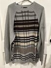 Vintage Y2k Sean Jean Diddy Xxl Brown Gray Striped Plaid Casual Pullover Sweater