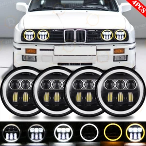 4PCS 5.75" 5-3/4" LED Headlights DRL Angel Eyes For 1969-88 BMW Base Sedan Coupe - Picture 1 of 16