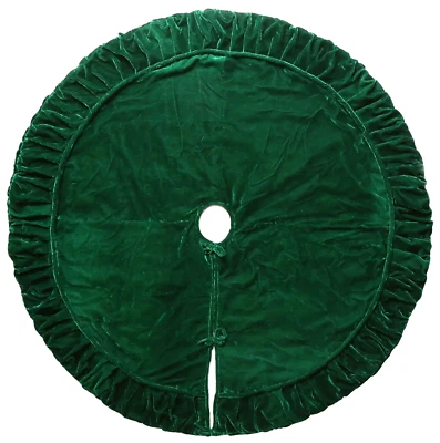Oversized Vikerman Green Velvet Ruffed Christmas Tree Skirt 84" New Without Tags - Image 1 of 4