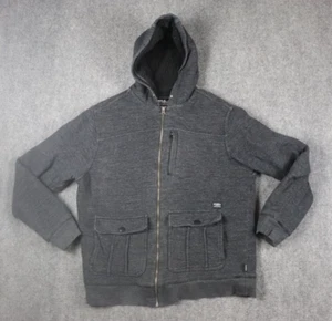 O'Neill Sweater Mens Large Gray Hoodie Full Zip Faux Interrior Polyester Pockets - Picture 1 of 9