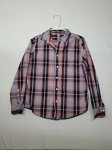 Wonder Nation Boys Blue/Orange Plaid Long Sleeve Button-Down Shirt Sz XL (14/16) - Picture 1 of 8