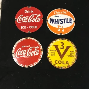 SILBATO COCA COLA V3 SODA POP Porcelana ESMALTE CARTEL PUBLICITARIO 4 UNIDADES - Imagen 1 de 3