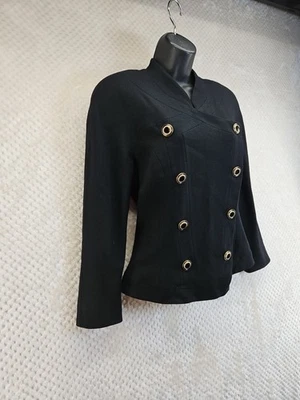 Chaqueta de lana ALBERTO MAKALI StandupCollar Dbl. Encantador manga 3/4 pechos talla 12 Foto 1 de 4