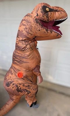 T-Rex Dinosaur Inflatable Costume Suit Child 6 to 10 Year Brown Outfit Halloween - Image 1 of 4
