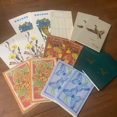Vtg. Lot Bridge Score Pads 15 Card Games Paper Scoring Hallmark Hoyle Sun Capers - Изображение 1 из 4