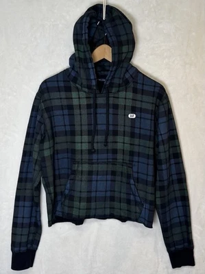 Sudadera con capucha Abercrombie Fitch para mujer XS azul a cuadros ropa de calle preppy grunge campus Foto 1 de 4