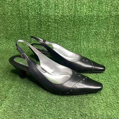Naturalizer NewWomen’s Estada Couro Preto Slingback 2” Salto TAM 11 M Frete Grátis - Imagem 1 de 4
