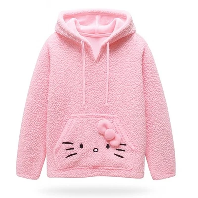 Sudadera con Capucha Hello Kitty Rosa Sherpa Polar Pullover Top Para Mujer L Coqueta Niña Acogedora Foto 1 de 4