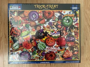2025 White Mountain Halloween Jigsaw Puzzle Trick or Treat Pumpkins 1000 pc. - Picture 1 of 5