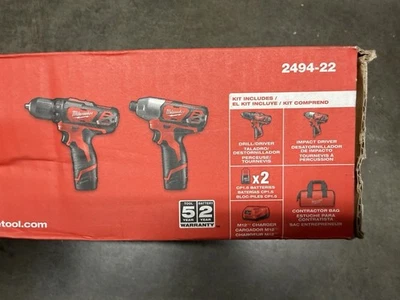 Milwaukee 2494-22 M12™ Cordless LITHIUM-ION 2-Tool Combo Kit - Image 1 of 3
