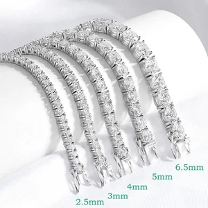 Moissanite Tennis Bracelet 925 Silver Platinum Plated Bangle Women Wedding - Picture 1 of 26