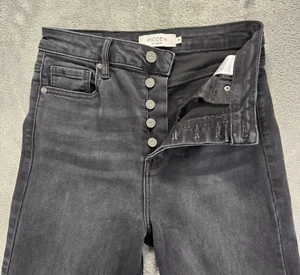 Hidden Jeans Womens 29 Black Nori Cropped Wide-Leg Button-Fly Raw Hem Dark Denim - Picture 1 of 13