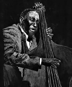 Bajista de jazz, artista de jazz de Nueva Orleans, estampado de arte de bajo, estampado de arte de jazz, bajo - Imagen 1 de 2