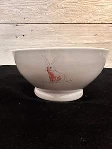 Rae Dunn Bunny Hop zuppiera cereali ceramica bianca rosa interno nuovo magenta - Foto 1 di 8