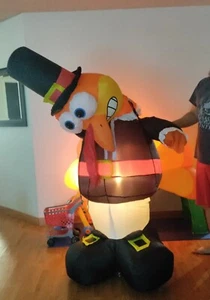 2006 Gemmy 8ft Turkey Inflatable in Pilgrim Costume Thanksgiving Airblown - Picture 1 of 23