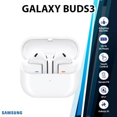 Samsung Galaxy Buds3 Earbuds Earphone (White/ANC/Wireless/Bluetooth/NEW) - Image 1 of 4