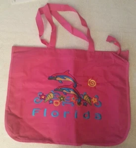 Florida Pink Nylon Tote Zipper Top - Embroidered - Picture 1 of 4