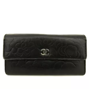 CHANEL Camellia CC Logo Leather Long Bifold Wallet Purse/3X0781 - Picture 1 of 8