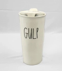 Rae Dunn Travel Ceramic Mug "GULP" Brand New Tall Mug with Lid Mom - Picture 1 of 4