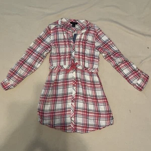 Nautica Girls 6X Tee Shirt Long Sleeve Button Up Halfway Pink White Stripe - Picture 1 of 9