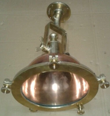 Lámpara colgante náutica marina de latón y cobre - Lámpara de techo vintage para barco Foto 1 de 4