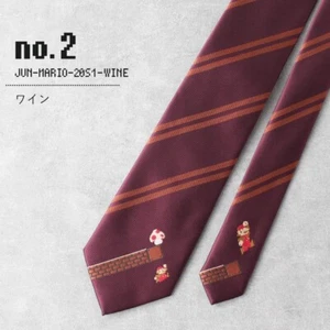 Florence Spec SUPER MARIO BROS. Mario Tie Men's Wine Red #2 Japan w/ Gift Box - Picture 1 of 17