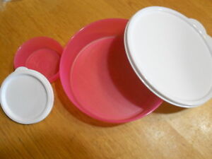Tupperware (new) Big Wonders Bowl & Mini Snack Cup w/lids BRIGHT PINK