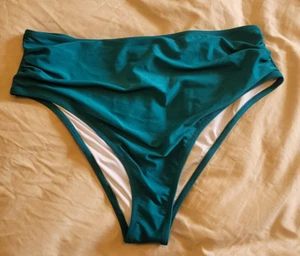 Cupshe Swimwear Women's High Waist Bikini Swim Bottoms Plus Size 2X Teal Green - Picture 1 of 2