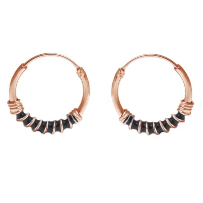 Pendientes de aro Everyday Bali Twist Rope de 15 mm enchapados en oro rosa de 14 K de plata de ley Foto 1 de 4