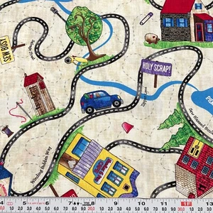 Debra Gabel Timeless Treasures Quilting Road Map Cotton Fabric Remnant 9" x 43" - Picture 1 of 2