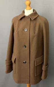 AQUASCUTUM OVERCOAT - Brown 100% Virgin Wool Coat - Womens Size UK 12 - Medium M - Picture 1 of 24